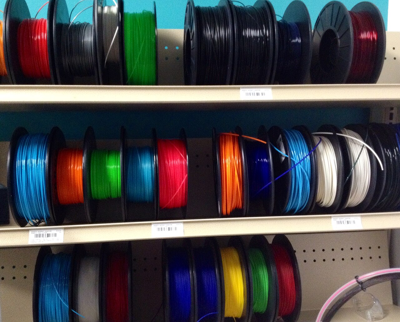 A selection of colorful 3D-printing filament