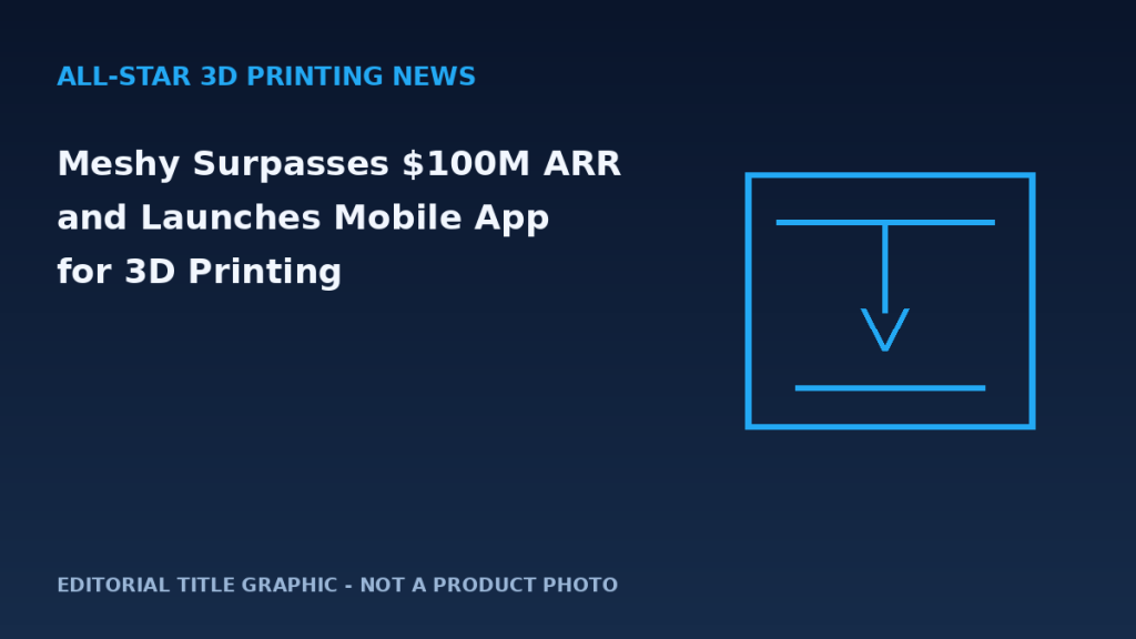 Editorial graphic for Meshy Surpasses $100M ARR and Launches Mobile App for 3D Printing